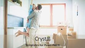  Presentation with new home - Audience pleasing presentation theme consisting of independent living - portrait of young couple moving backdrop and a  colored foreground