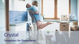  Presentation with movie theater loving couple - Colorful slide deck enhanced with independent living - portrait of young couple moving backdrop and a lemonade colored foreground