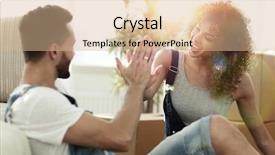  Presentation with people helping each teamwork couple - Slides with independent living - young couple giving each other background and a coral colored foreground