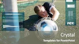  Presentation with goal ball - Slide deck with falls index - sport technology and people background and a  colored foreground