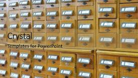  Presentation with index card - PPT theme consisting of index boxes in a library background and a coral colored foreground