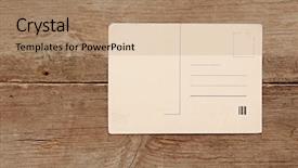  Presentation with postcard - Beautiful presentation theme featuring index cards - blank vintage postcard on old backdrop and a coral colored foreground