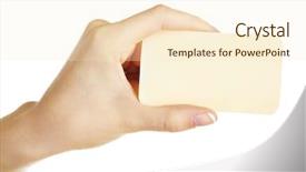  Presentation with index card - Amazing presentation theme having index cards - hand holding business card isolated backdrop and a cream colored foreground