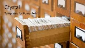  Presentation with index card - Slides with index cards - old wooden card catalog background and a coral colored foreground