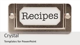  Presentation with file drawer - PPT layouts consisting of index cards - recipes file drawer label isolated background and a light gray colored foreground