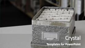  Presentation with business cards - PPT theme with index cards for business school home library organization background and a gray colored foreground