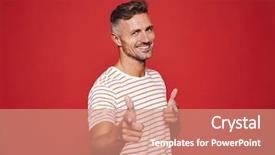  Presentation with finger - Slides with index finger on camera meaning background and a coral colored foreground