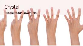  Presentation with counting - Audience pleasing theme consisting of index finger ring finger - five counting female hands isolated backdrop and a lemonade colored foreground