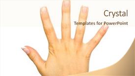  Presentation with compost symbol - Audience pleasing presentation design consisting of index finger ring finger - hand symbol backdrop and a cream colored foreground