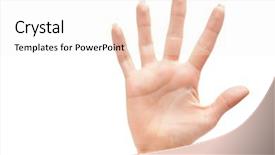  Presentation with om aum symbol - PPT layouts consisting of index finger ring finger - hand symbol background and a sky blue colored foreground