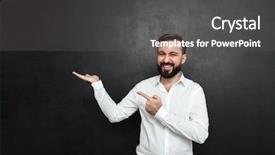  Presentation with offering advertising space in malls - Slide set with index finger while holding thing background and a dark gray colored foreground