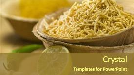  Presentation with snack time chip cracker crisps - Presentation featuring indian snack 'sev' background and a tawny brown colored foreground