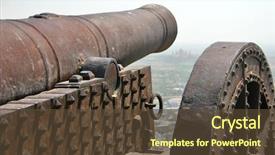  Presentation with old india - Colorful theme enhanced with war india - old cannon backdrop and a tawny brown colored foreground