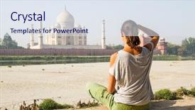  Presentation with taj mahal - Slide set consisting of india - relaxing at taj mahal background and a sky blue colored foreground