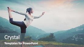  Presentation with waterfall woman - Beautiful theme featuring india - woman doing yoga asana natarajasana backdrop and a seafoam green colored foreground