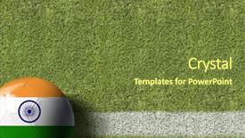  Presentation with india patriotism - Cool new slide deck with india ball in a soccer backdrop and a tawny brown colored foreground