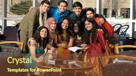  Presentation with malaysian traditional dress - PPT theme featuring india cloth - group of asian students dressed background and a tawny brown colored foreground