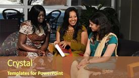  Presentation with garments - Presentation theme having india cloth - group of female students dressed background and a red colored foreground