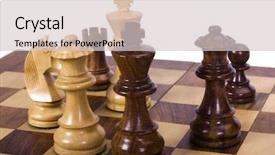  Presentation with chessboard - Theme consisting of chess pieces on a chessboard background and a light gray colored foreground