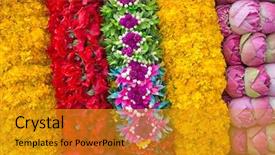  Presentation with hindu - Presentation theme featuring india culture - flower garlands for hindu religious background and a gold colored foreground