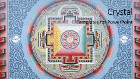  Presentation with mandala - Colorful presentation theme enhanced with india culture - tibetan mandala painting on monestery backdrop and a light blue colored foreground