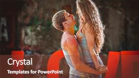  Presentation with holi - PPT theme with india custom - happy young pair in paints background and a  colored foreground