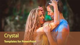  Presentation with holi - Amazing presentation design having india custom - happy young pair in paints backdrop and a  colored foreground