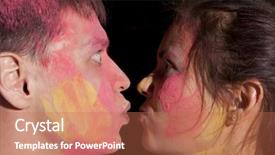  Presentation with couple kiss - Amazing PPT theme having india custom - kiss portrait of happy couple backdrop and a  colored foreground