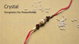  Presentation with band - Slide deck with india custom - raksha bandhan an elegant rakhi background and a coral colored foreground