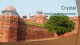  Presentation with india fort - Cool new theme with india delhi the red fort backdrop and a sky blue colored foreground