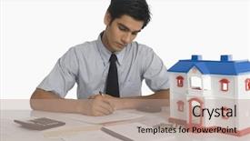  Presentation with budgeting - Beautiful slide set featuring india finance - real estate agent budgeting near backdrop and a coral colored foreground