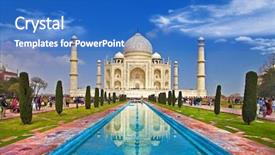  Presentation with taj mahal - PPT layouts consisting of seven wonder world - taj mahal front view background and a teal colored foreground