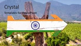  Presentation with india flag - Presentation theme enhanced with india flag wooden sign background and a light blue colored foreground