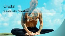  Presentation with sky blue - Cool new PPT theme with india free - yoga concept experienced yoga master backdrop and a cyan colored foreground