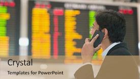  Presentation with airport timetable - Amazing slides having india gate - asian businessman looking at airport backdrop and a coral colored foreground