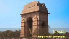  Presentation with new delhi - Slides consisting of india gate in new delhi background and a tawny brown colored foreground