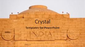  Presentation with new delhi - Audience pleasing presentation theme consisting of india gate in new delhi backdrop and a gold colored foreground