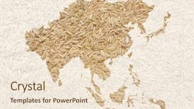  Presentation with asian map - Presentation theme having india map - long grain rice in shape background and a lemonade colored foreground
