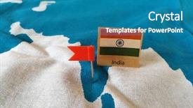  Presentation with india flag - Presentation design consisting of india map pinned and flag background and a teal colored foreground