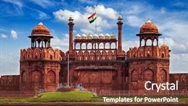  Presentation with tourism india - Cool new PPT theme with india travel tourism background - red backdrop and a tawny brown colored foreground