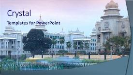  Presentation with legislative - Theme having india tricolor - bangalore legislative assembly in twilight background and a sky blue colored foreground