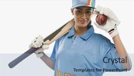  Presentation with india tricolor - Cool new presentation with india tricolor - portrait of a female cricketer backdrop and a light blue colored foreground