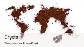  Presentation with old map aged world vintage - PPT theme enhanced with india usa - world map made of coffee background and a light gray colored foreground