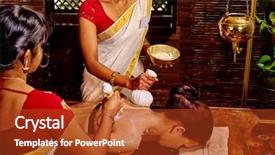  Presentation with rice - Amazing presentation having india women - woman having ayurvedic massage backdrop and a tawny brown colored foreground