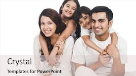  Presentation with portrait happy family smiling - Beautiful slide deck featuring indian - portrait of a happy family backdrop and a lemonade colored foreground