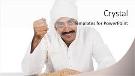  Presentation with agriculture - Colorful presentation theme enhanced with indian agriculture - portrait of a man holding backdrop and a white colored foreground