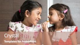  Presentation with snack food - PPT layouts with indian asian girls enjoying food background and a coral colored foreground