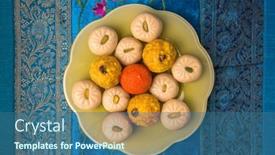  Presentation with indian - Presentation design consisting of indian-authentic-sweet-peda background and a ocean colored foreground