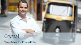  Presentation with rickshaw - Amazing theme having indian auto rickshaw three-weeler backdrop and a sky blue colored foreground