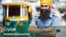  Presentation with rickshaw - Audience pleasing slide deck consisting of formally are riding their horse backdrop and a violet colored foreground